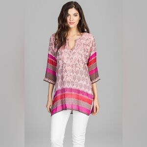 AMAYA ALLEGRA 100% SILK GEORGETTE TUNIC
Hand Embroidered & Printed 40 MEDIUM /LG